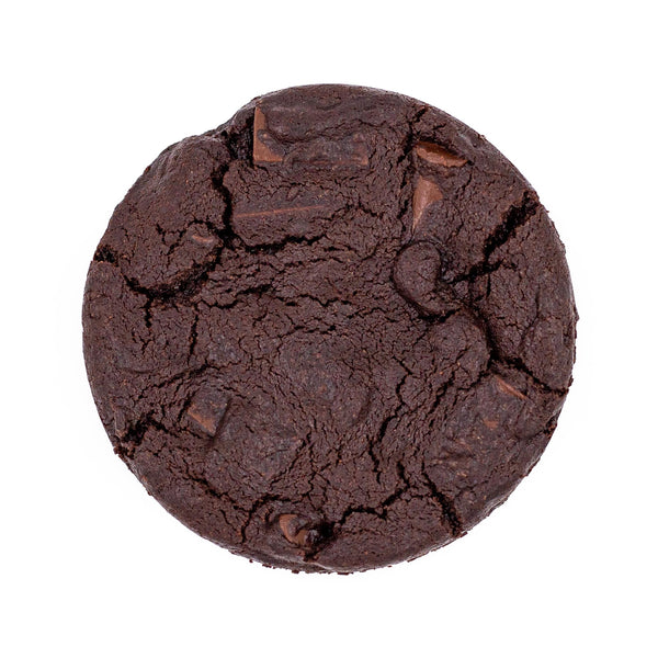 Vegan, gluten free double chocolate cookie. Soft-baked, decadent cookies. No soy.